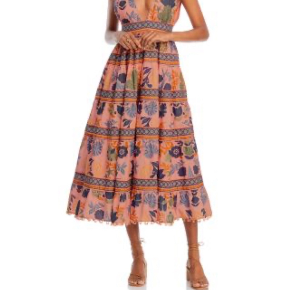 Farm Rio Pink Seashell Tapestry Midi Dress